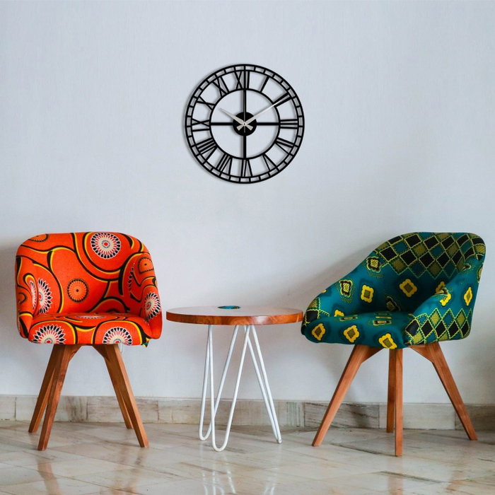 Wallity Enzoclock - S002 Reloj de Pared Decorativo de Metal Negro